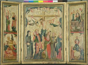 Triptychon, das die Kreuzigung Christi darstellt, ca. 1350 von Master of Cologne